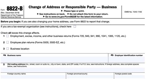 IRS Form 8822-B Instructions - Change of Address or Party