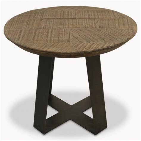 Woodcroft Round Oak Coffee Table on Metal Base | Tables | One World