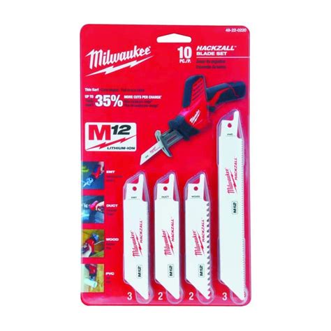 Milwaukee Assorted M12 Hackzall Blades Kit with Storage Pouch (10-Piece)-49-22-0220 - The Home Depot