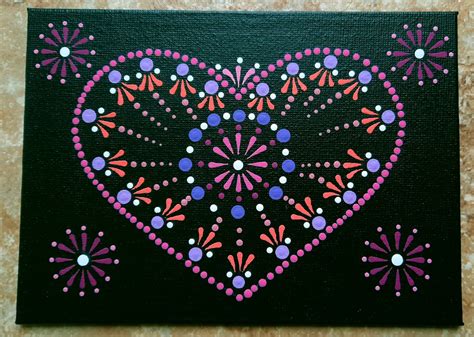 Heart Mandala Dot Painting Original Acrylic Painting | Etsy