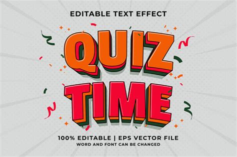 Quiz time bicolor cartoon editable text effect vector free download