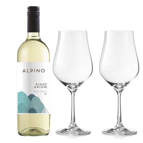 Alpino Pinot Grigio And Crystal Classic Collection Wine Glasses ...