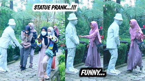 STATUE PRANK FUNNY REACTION !! PRANK PATUNG HIDUP - YouTube