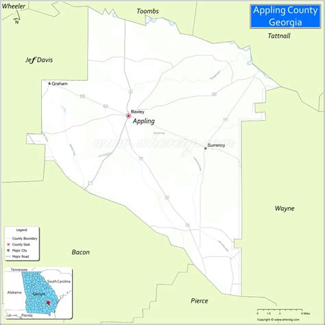 Map of Appling County, Georgia - Where is Located, Cities, Population, Highways & Facts