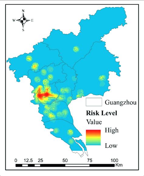 | Distribution map of the risk level of COVID-19 in February 2021 (the ...