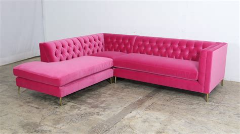 Hot Pink Sectional | Pink Velvet Sectional Couch