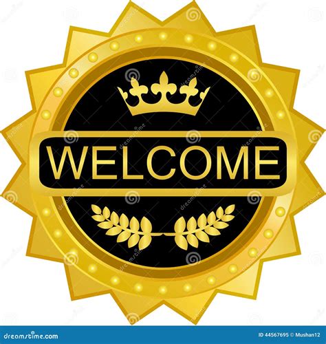 Welcome Gold Badge stock vector. Illustration of label - 44567695