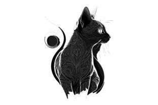 Cat Tattoo Black and White Vector Graphic by BreakingDots · Creative ...