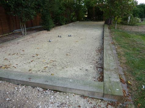 Petanque or boules court with new railway sleepers. Railwaysleepers.com