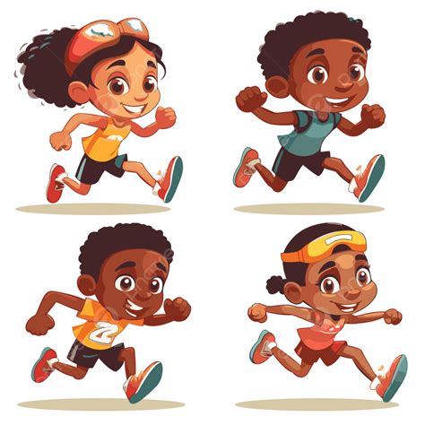 Athletics Clipart Set Of Kids Running Cartoon Isolated Set Vector Illustration, Athletics ...