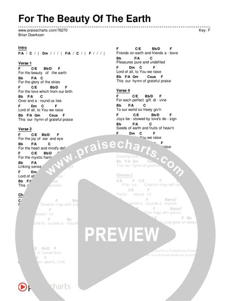 For The Beauty Of The Earth Chords PDF (Brian Doerksen) - PraiseCharts