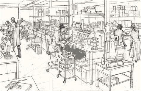 Illustration commission of a laboratory for a cancer center