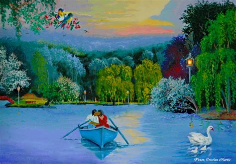 Seară romantică pe lacul Mihai Eminescu, 80 x 60 cm | Painting, Art ...