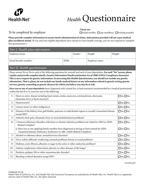 Health Questionnaire - How to create a Health Questionnaire? Download this Health Questionna ...