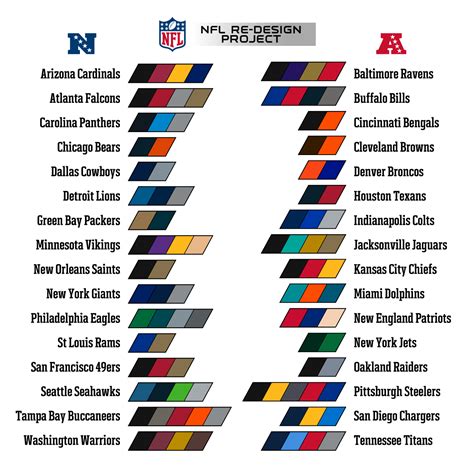 NFL Team Colors - Logo Color Schemes