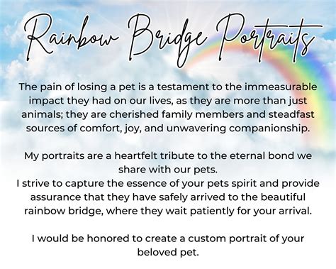 Rainbow Bridge Memorial Custom Portrait Rainbow Bridge Pet Loss Memorial Portrait Personalized ...