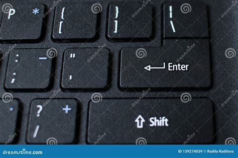 Enter Button on Laptop Keyboard. Enter Keyboard Key Button on a Computer. Close Up of Enter Key ...