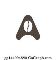 2 Brown A Letter With Coffee Shape Inside Logo Clip Art | Royalty Free - GoGraph