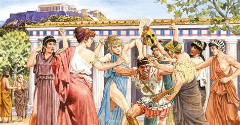 Athenian Women Attack a Messenger (Illustration) - World History Encyclopedia