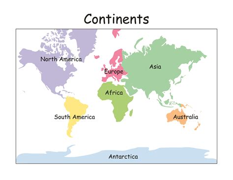 World Map Label Continents