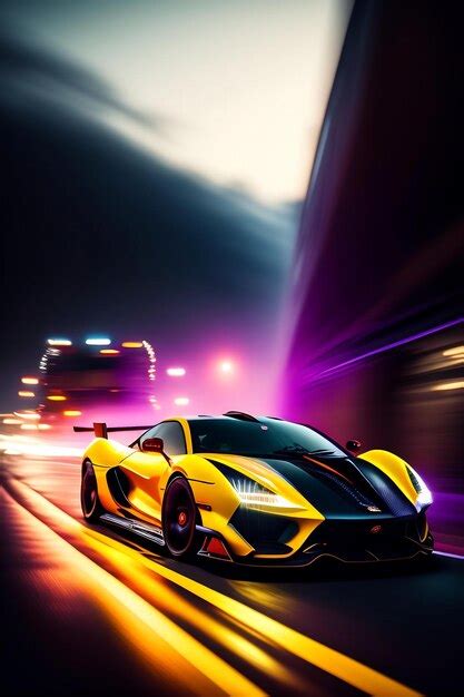 Premium AI Image | Speeding car in the night Traffic rushing through ...