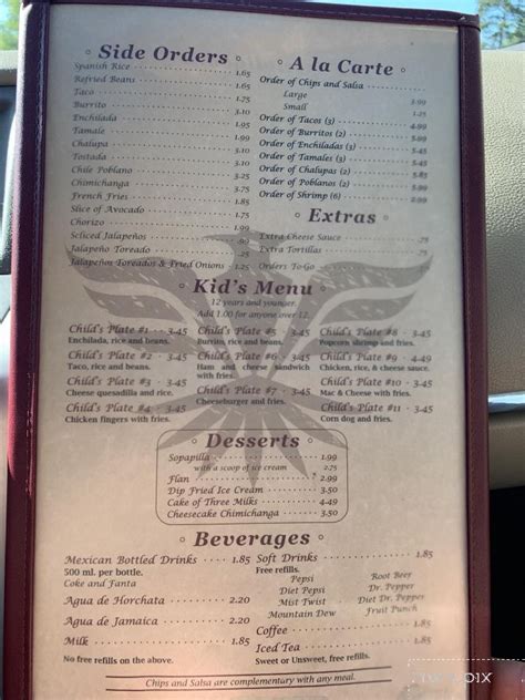 Menu of Con Sabor a Mexico in Prairie Grove, AR 72753