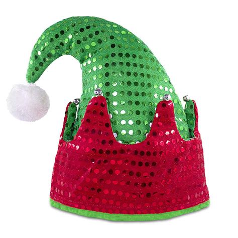 Sequin Santa Hat, Christmas Bling Funny Party Hats, Elf Hat Red Green ...