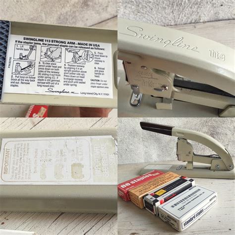 1960s Strongarm Swingline stapler and Standard staples Made in USA vintage office photo prop