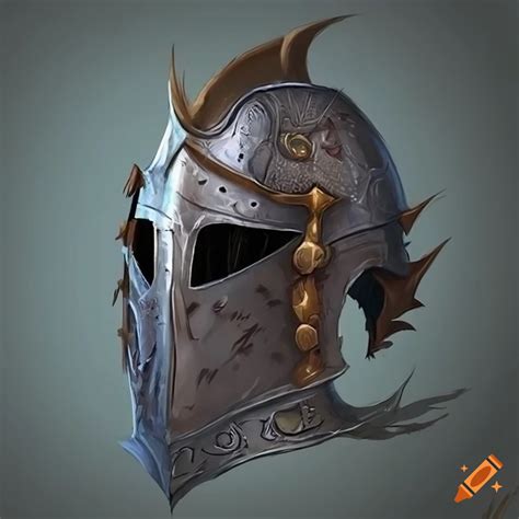 Concept art of a dragon knight helmet on Craiyon