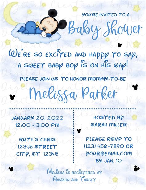 Mickey Mouse Baby Shower Invitation Baby Boy. Editable - Etsy