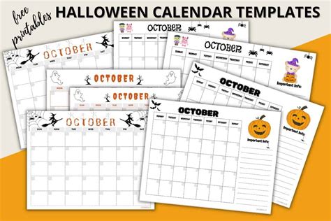 Halloween Calendar Template- FREE Month of October Printable ⋆ Love Our ...