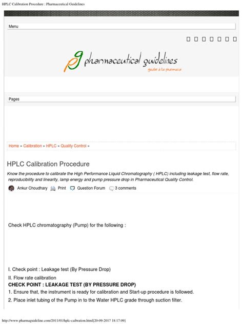 HPLC Calibration Procedure - Pharmaceutical Guidelines | PDF | High ...