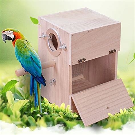 Pet Bird Wood Breeding Box Parakeet Budgie Cockatiel Breeding Nesting Bird Avery Cage Box (L ...