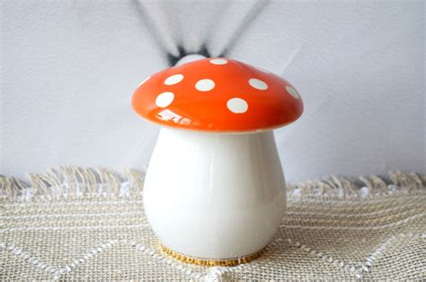 Ceramic Mushroom Jar with Lid Storage Container cookie jar