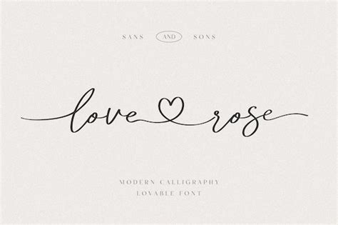 Love Rose Heart Font Calligraphy Font Handwritten Font - Etsy