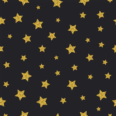 Vector gold glitter stars seamless pattern black background By ...