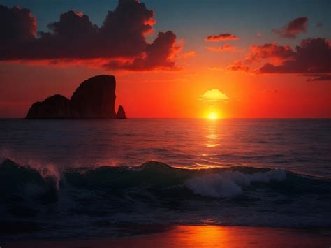 Premium AI Image | The beautiful Sea sunset