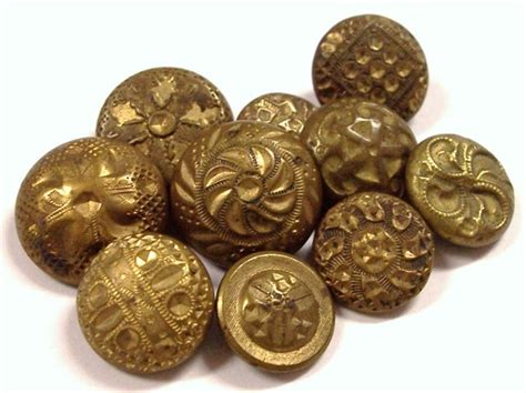 VINTAGE Metal BUTTONS Antique Victorian Metal Buttons Brass