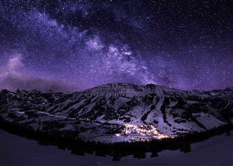 Fondos de pantalla : paisaje, montañas, galaxia, nieve, larga ...