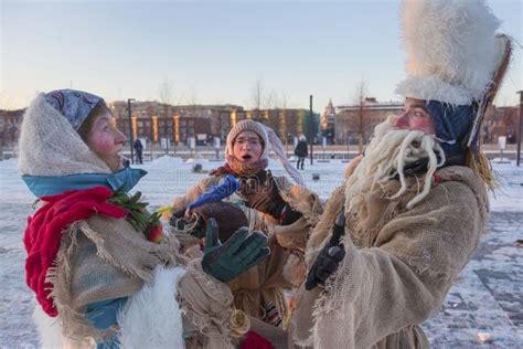 People Celebrate Holiday in Winter Moscow Editorial Stock Image - Image of culture, festive ...