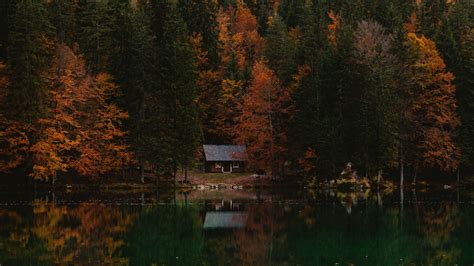 Wallpaper ID: 15338 / forest, house, autumn, lake, italy, 4k free download