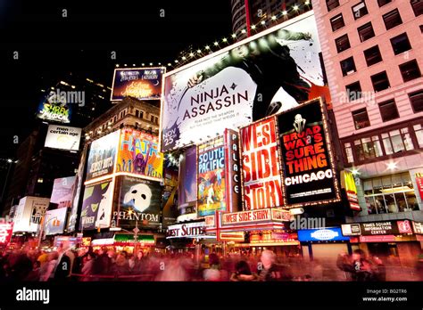 Night scene of Broadway at Times Square in Manhattan (New York City ...