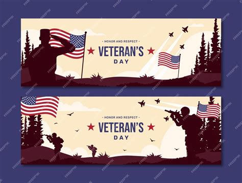 Free Vector | Flat veterans day horizontal banner template