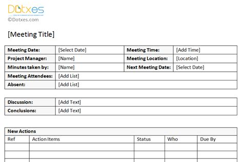 Project Meeting Notes Template With Action Items