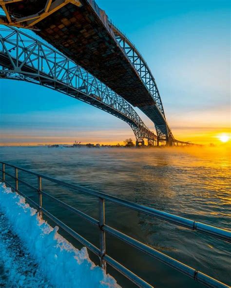 The twin Blue Water Bridge is a beauty against the bright hues of an ...