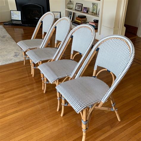 Serena & Lily Bamboo Riviera Rattan French Bistro Chairs - Set of 4 | Chairish