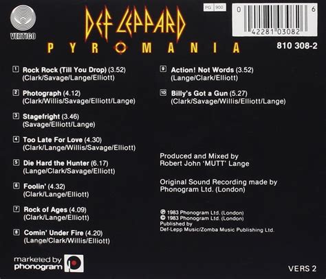 Classic Rock Covers Database: Def Leppard - Pyromania (1983)