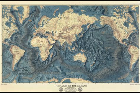 Detailed Ocean Topography Map 1852 - Etsy