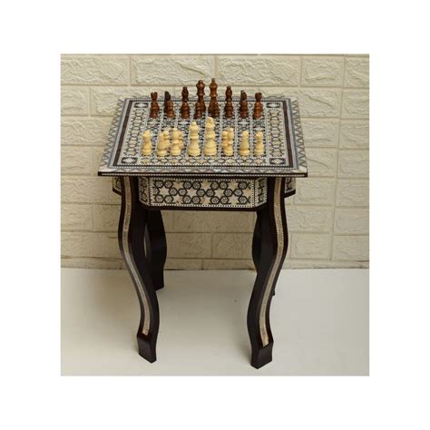 Chess Game Table With 2 Drawers, Board Game 16 Square Egyptian Mother ...