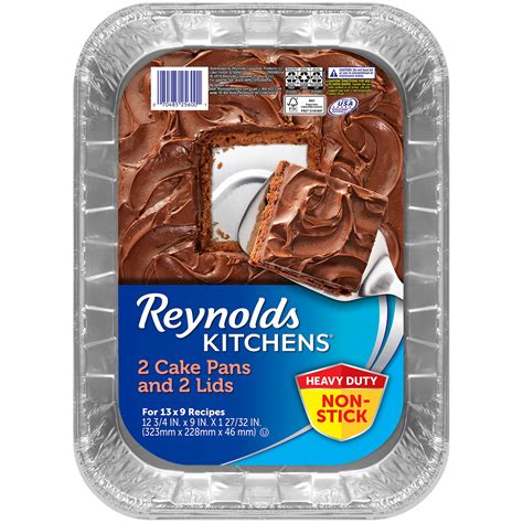 Reynolds Disposable Aluminum Cake Pans with Lids, 12 3/4 x 9 x 1 27/32 ...